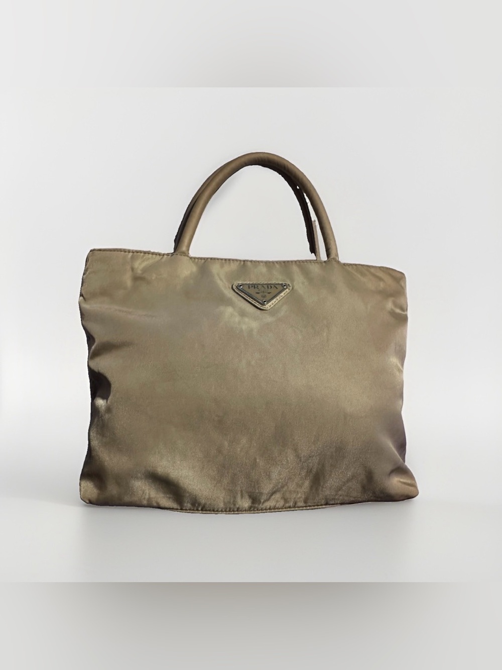 Authentic PRADA Tessuto Nylon Mini Tote Handbag Beige Triangle Italy - Picture 4 of 10